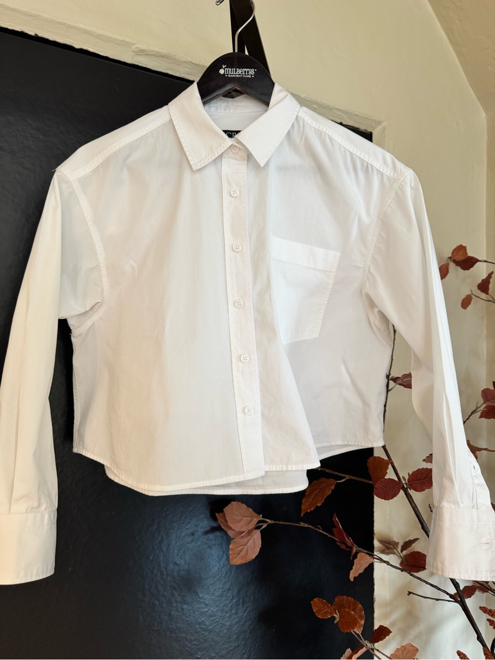 J. Crew Women’s White Cropped Button-Down Shirt